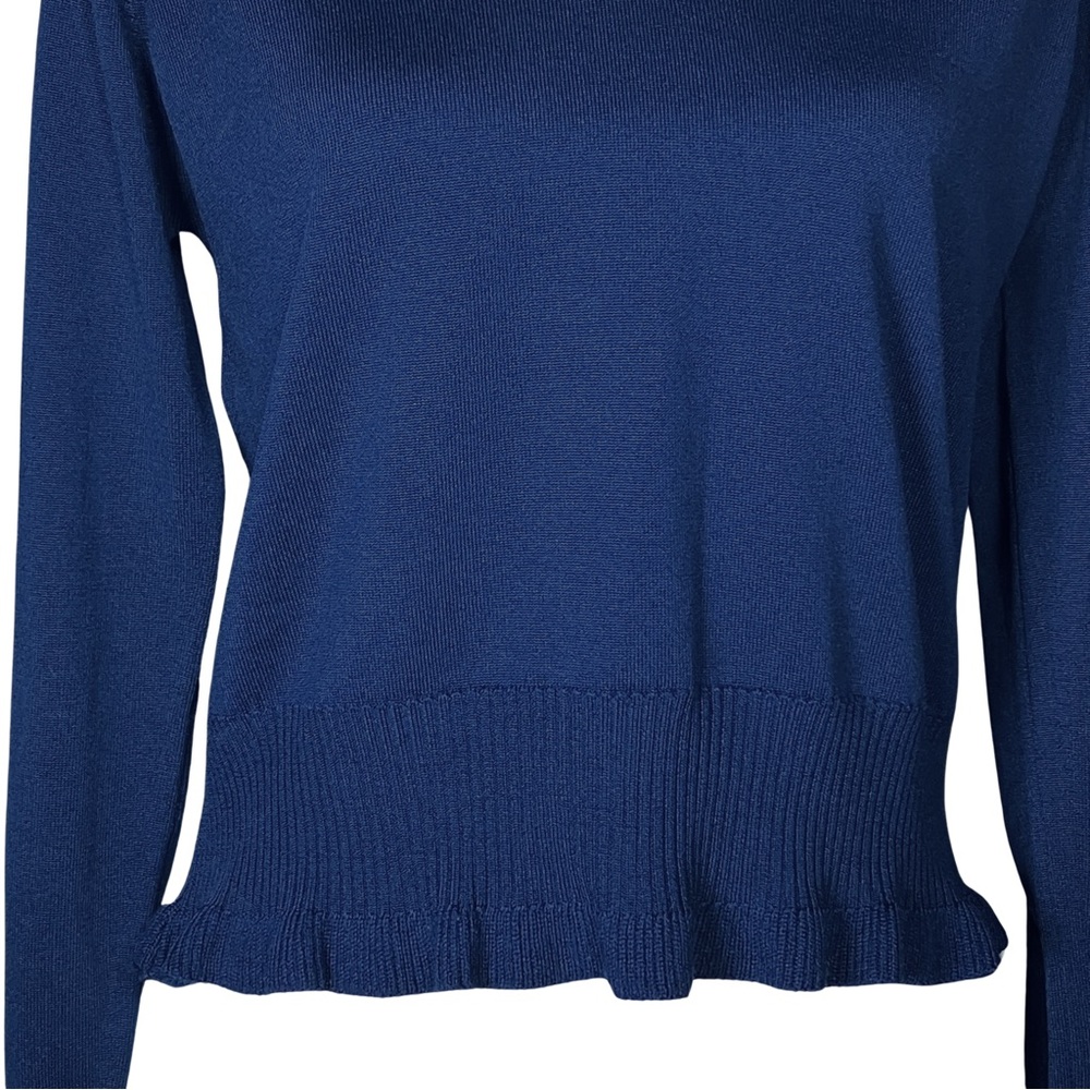 60s 70s Vintage Givenchy Sport Preppy Blue V-Neck Ruffle Sweater. S/M. Old Money - Picture 7 of 8